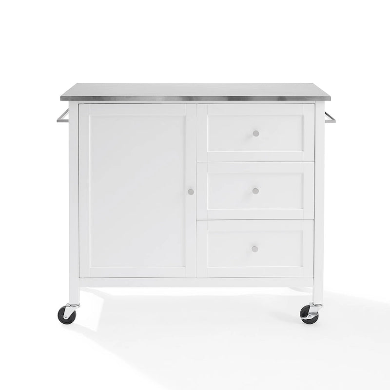 Stainless Steel Top Kitchen Island Cart with Drawers and Cabinet