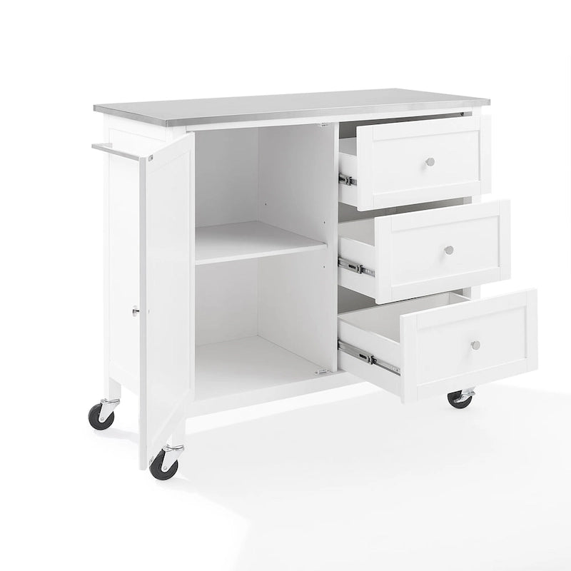 Stainless Steel Top Kitchen Island Cart with Drawers and Cabinet