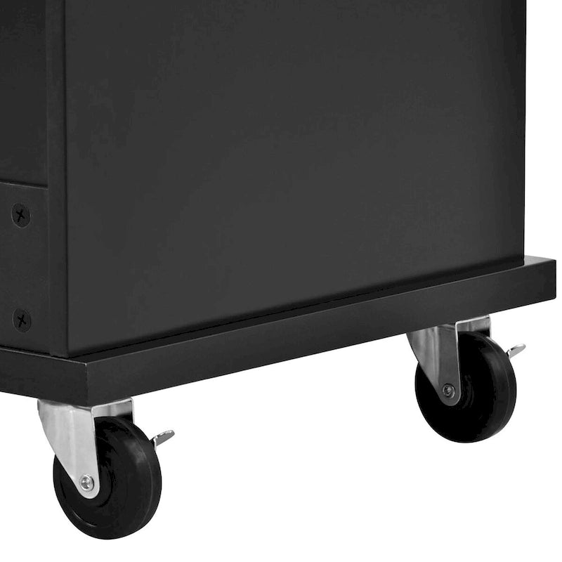 Kitchen Island Cart with Wood Top and Open Storage Microwave Oven Cabinet