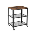 Serving Cart with 4 Casters and Adjustable Feet, Steel Frame for Kitchen or Any Room