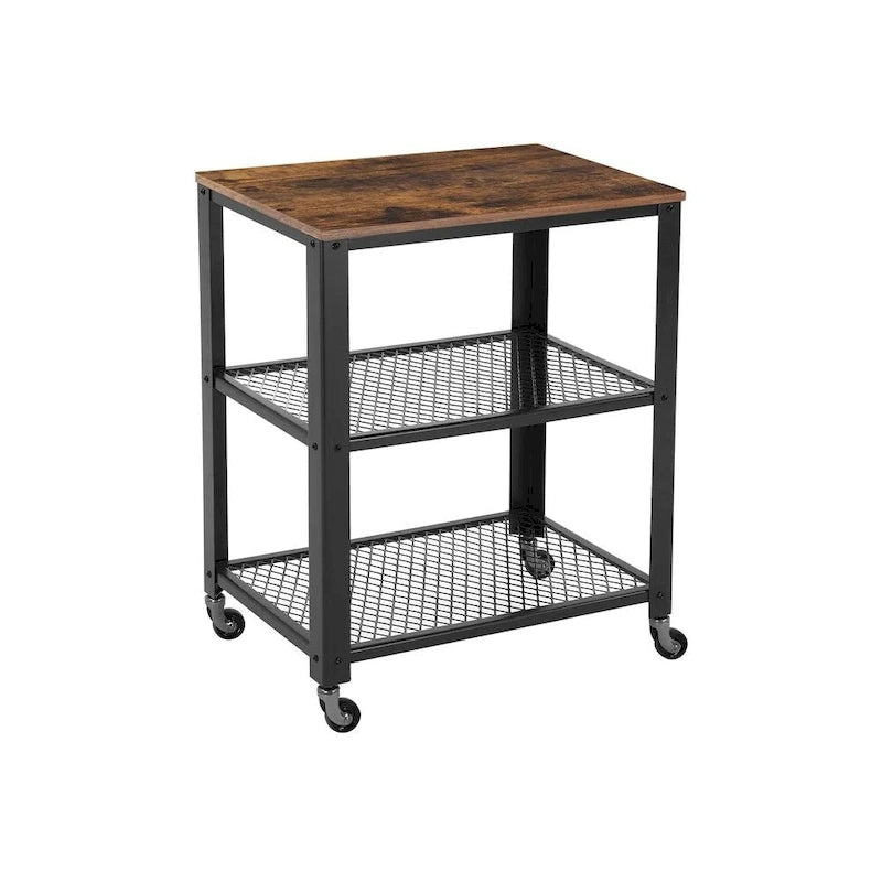 Serving Cart with 4 Casters and Adjustable Feet, Steel Frame for Kitchen or Any Room
