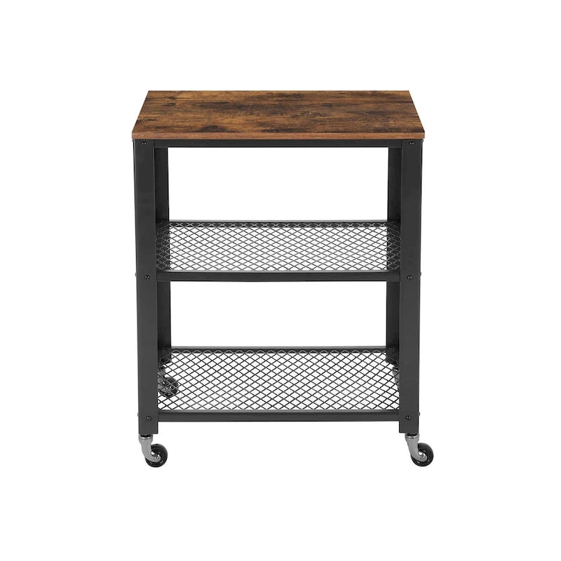 Serving Cart with 4 Casters and Adjustable Feet, Steel Frame for Kitchen or Any Room