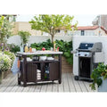 Outdoor Patio Bar Serving Cart with Storage and Casters Dark Brown