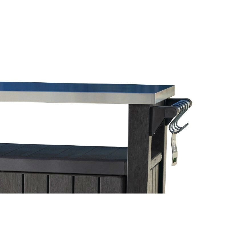 Outdoor Patio Bar Serving Cart with Storage and Casters Dark Brown