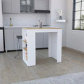 Kitchen Island with 3-Side Shelves for Dining Room