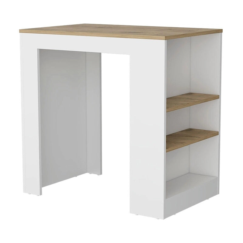 Kitchen Island with 3-Side Shelves for Dining Room