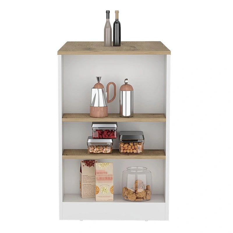 Kitchen Island with 3-Side Shelves for Dining Room