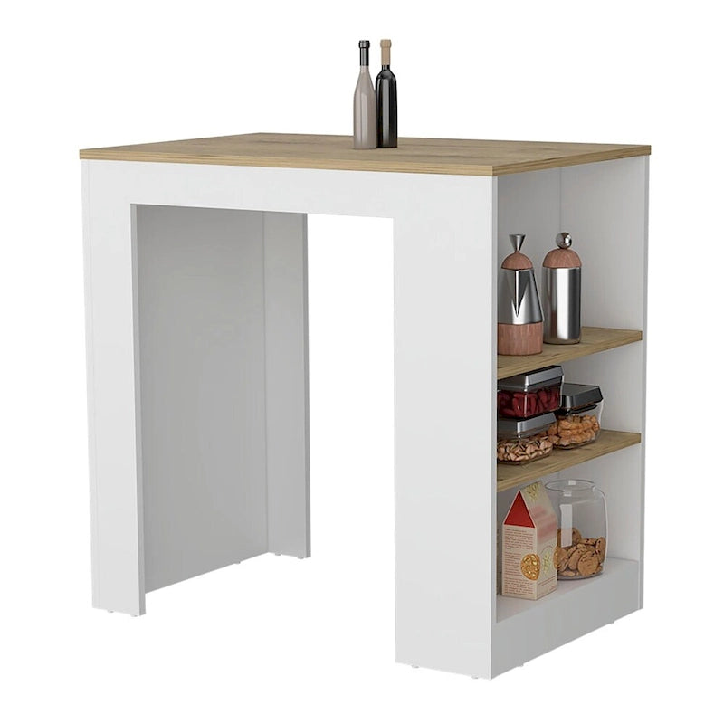 Kitchen Island with 3-Side Shelves for Dining Room