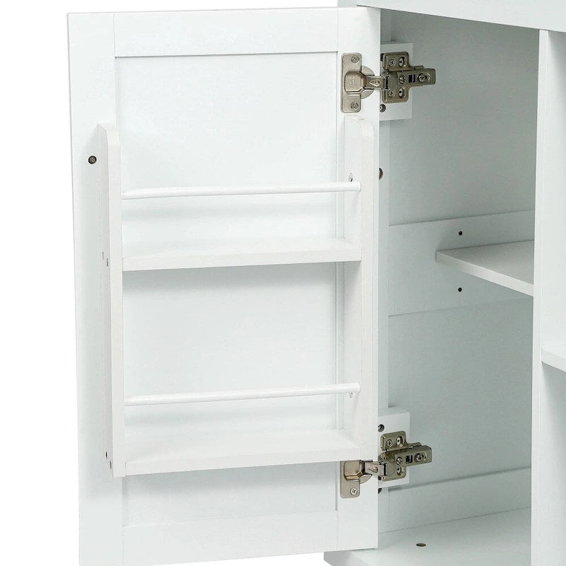 Kitchen Island on 5 Wheels with Storage Cabinet and 3 Drawers