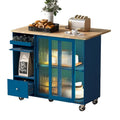 Kitchen Island Cart with Drop Leaf, LED Light and Changeable Wheels or Feet