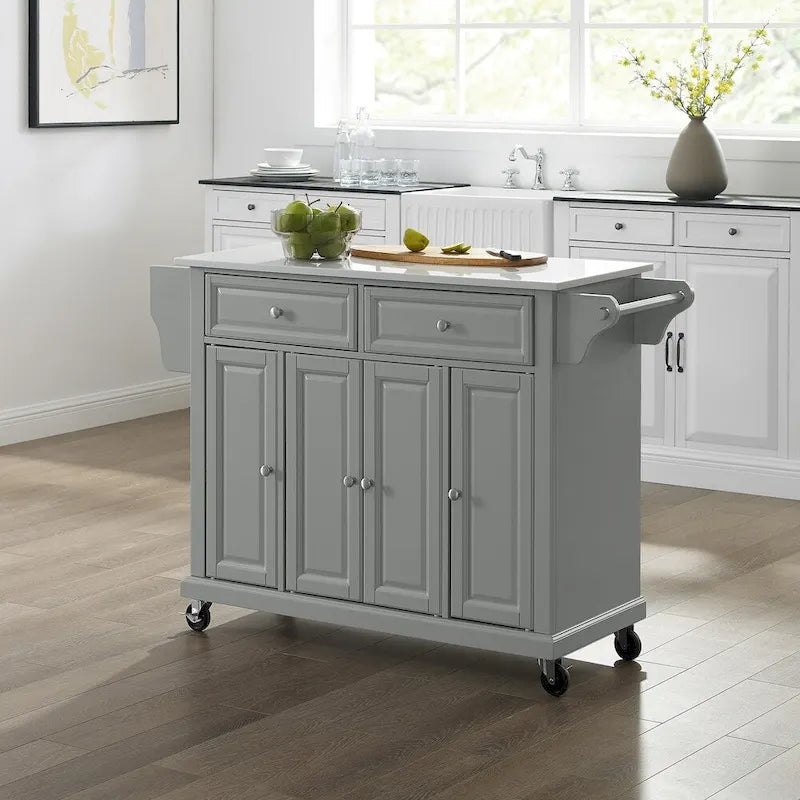 Crosley Full Size Granite Top Kitchen Cart/Island Gray/White - 51.5 W x 18 D x 36.5 H