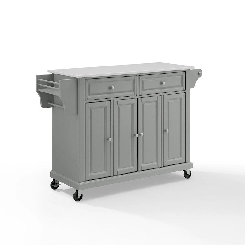 Full Size Granite Top Kitchen Cart Island Gray White - 51.5 W x 18 D x 36.5 H