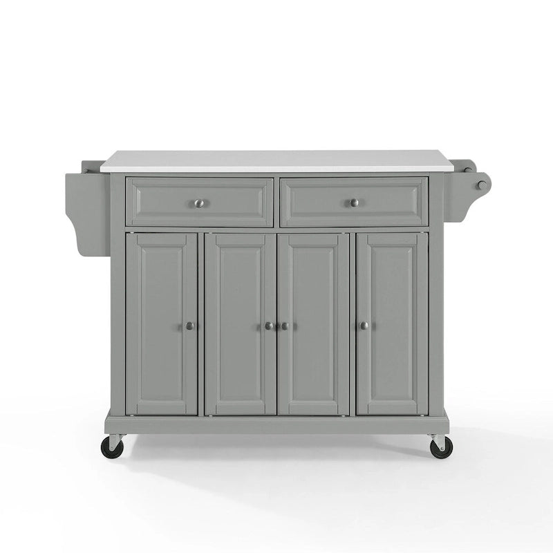 Full Size Granite Top Kitchen Cart Island Gray White - 51.5 W x 18 D x 36.5 H
