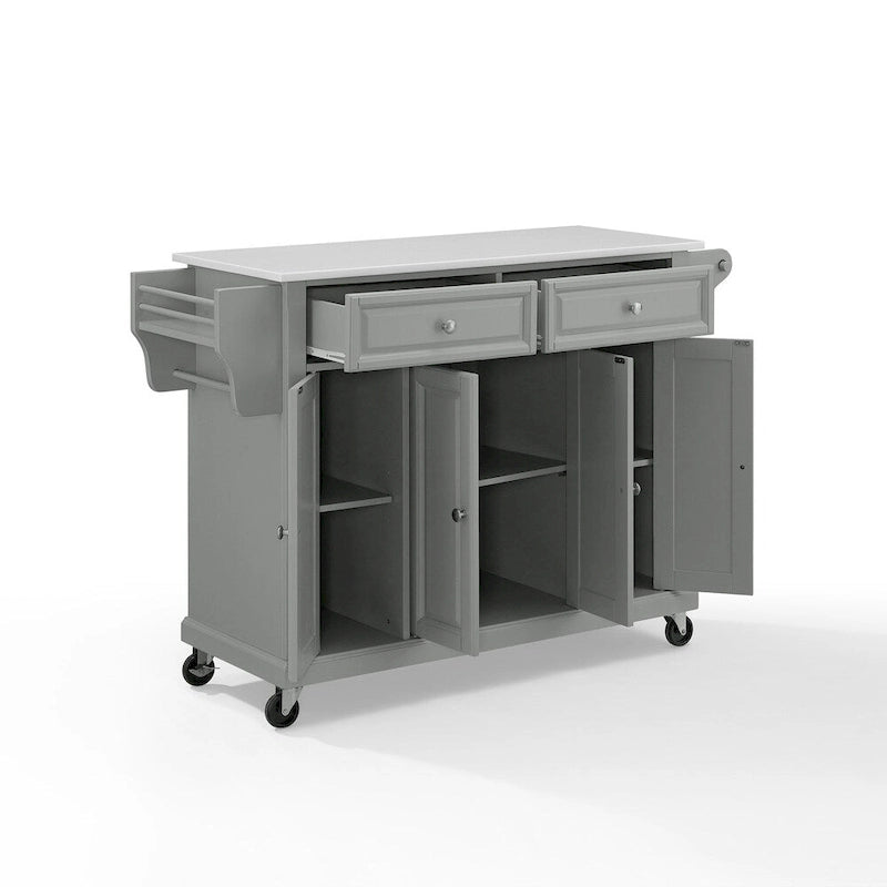 Full Size Granite Top Kitchen Cart Island Gray White - 51.5 W x 18 D x 36.5 H