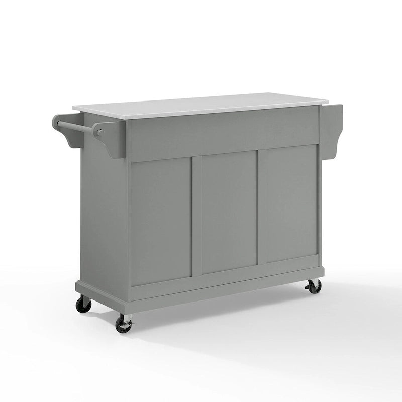 Full Size Granite Top Kitchen Cart Island Gray White - 51.5 W x 18 D x 36.5 H