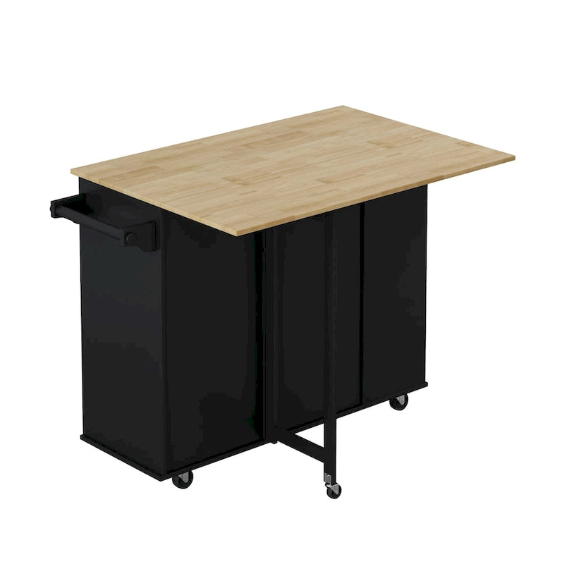 Kitchen Island Cart with Spice Rack, Towel Holder and Wine Rack on Wheels