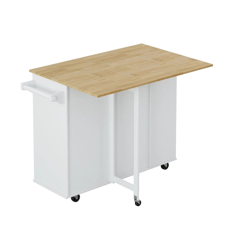 Kitchen Island Cart with Spice Rack, Towel Holder and Wine Rack on Wheels