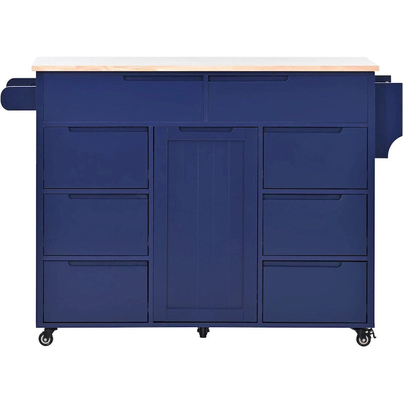 Kitchen Cart with Drop Leaf 8 Drawers Storage Cabinet on Wheels