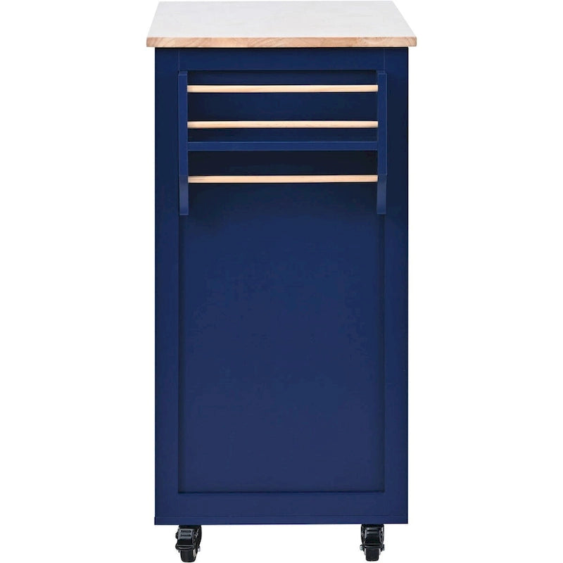 Kitchen Cart with Drop Leaf 8 Drawers Storage Cabinet on Wheels