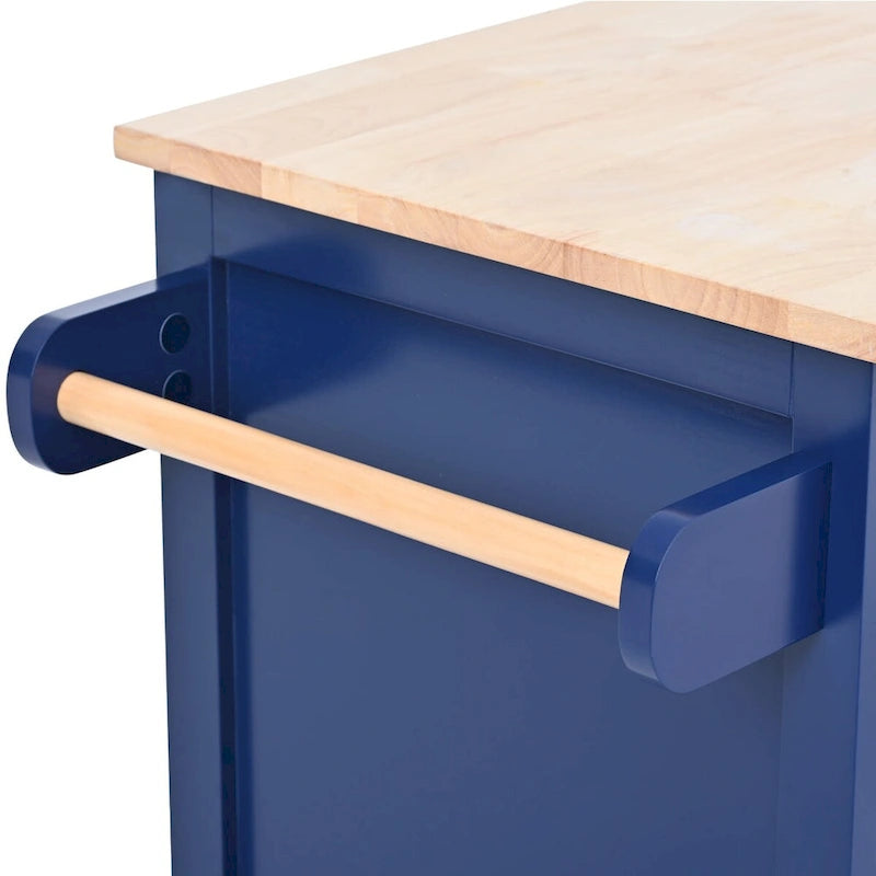 Kitchen Cart with Drop Leaf 8 Drawers Storage Cabinet on Wheels