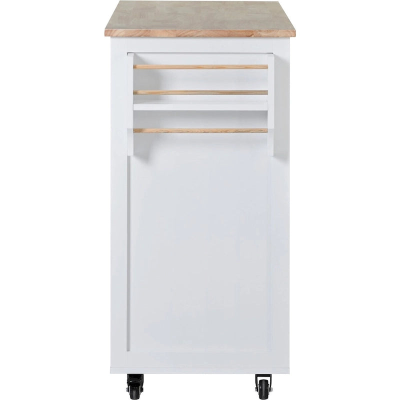 Kitchen Cart with Drop Leaf 8 Drawers Storage Cabinet on Wheels