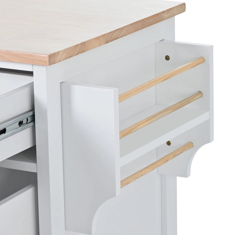 Kitchen Cart with Drop Leaf 8 Drawers Storage Cabinet on Wheels