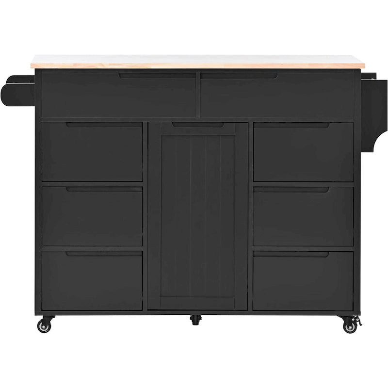 Kitchen Cart with Drop Leaf 8 Drawers Storage Cabinet on Wheels