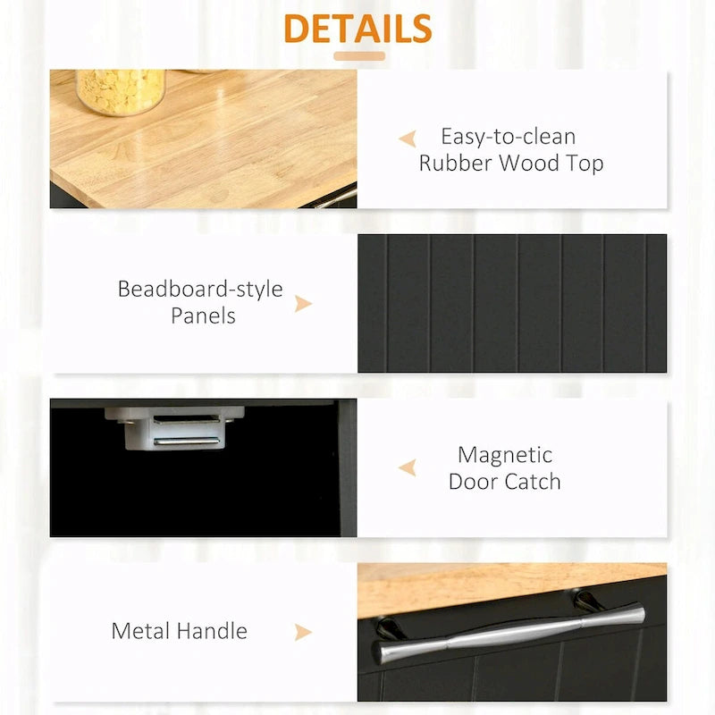 Modern 41-Inch Rolling Kitchen Island on Wheels with Storage