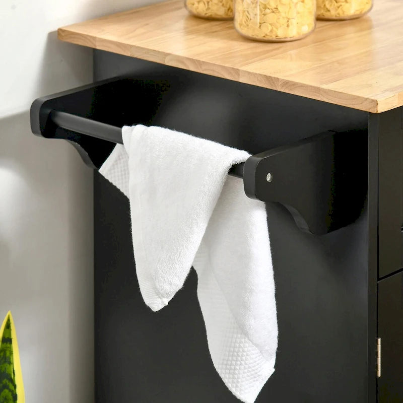 Modern 41-Inch Rolling Kitchen Island on Wheels with Storage