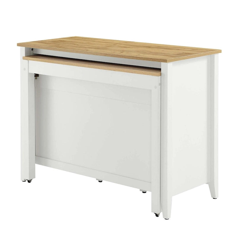 Kitchen Island with Butcher Block Countertop and Storage Drawers