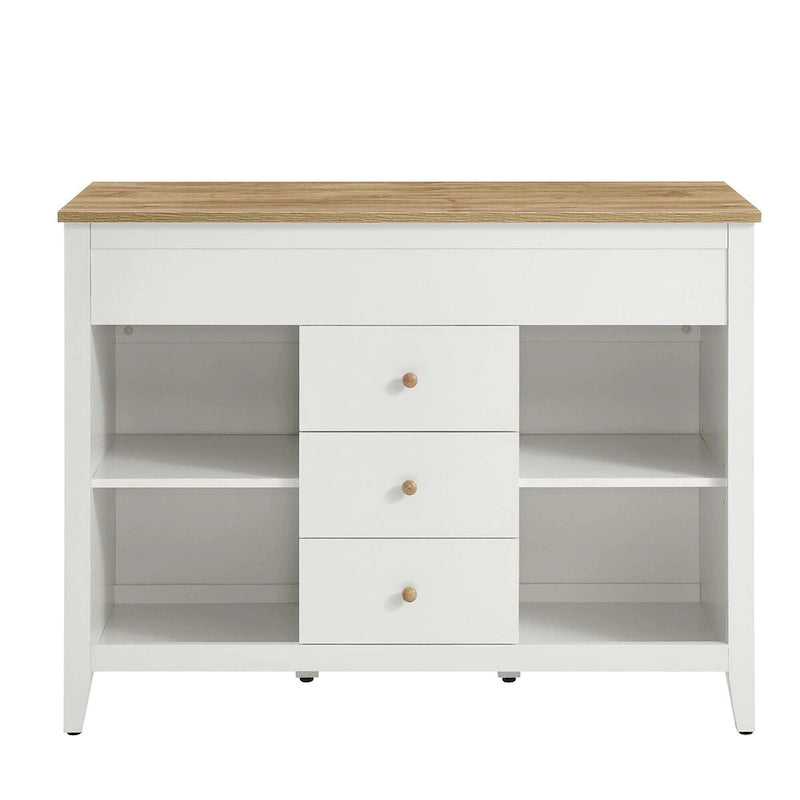 Kitchen Island with Butcher Block Countertop and Storage Drawers