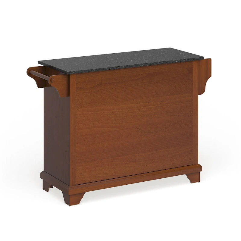 Granite Top Full Size Kitchen Island Cart with Storage Drawers and Spice Rack