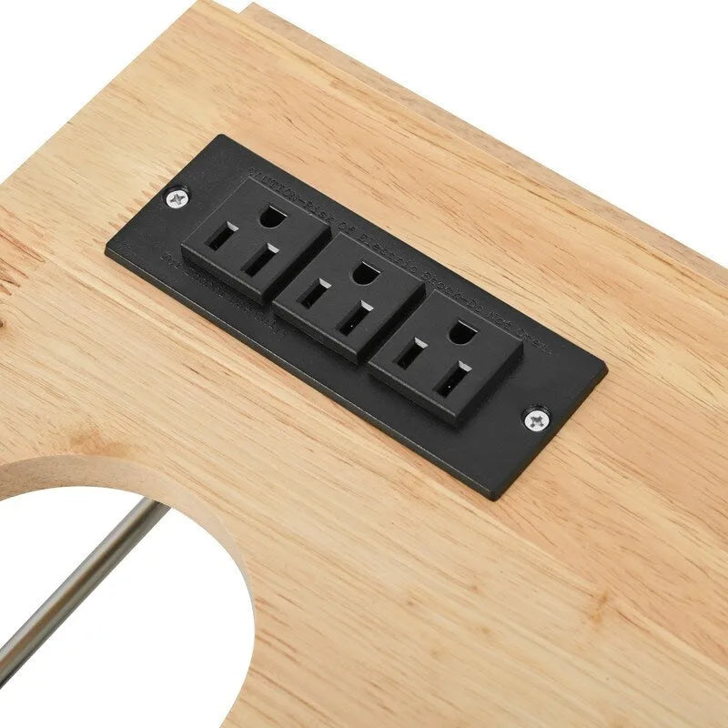 Drop Leaf Rubber Wood Kitchen Island with Power Outlet and Wine Rack