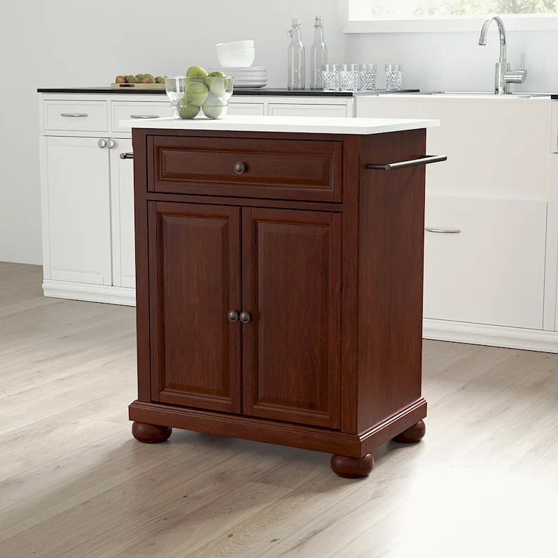Granite Top Portable Kitchen Island Cart with Storage 31W x 18D x 35.5H