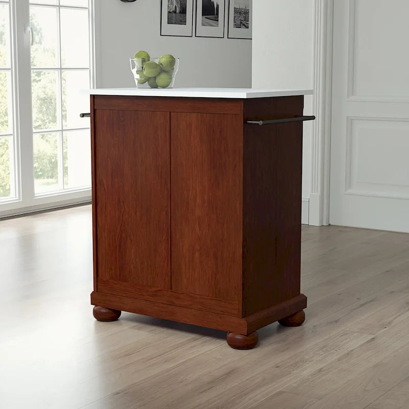 Granite Top Portable Kitchen Island Cart with Storage 31W x 18D x 35.5H