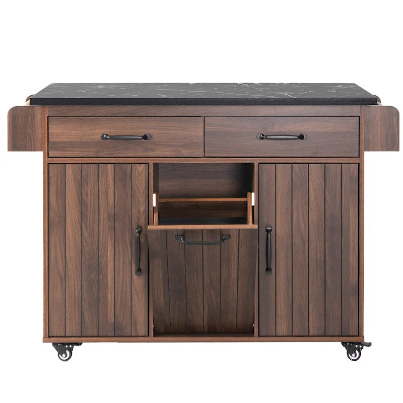 Kitchen Island with Trash Can Storage Cabinet