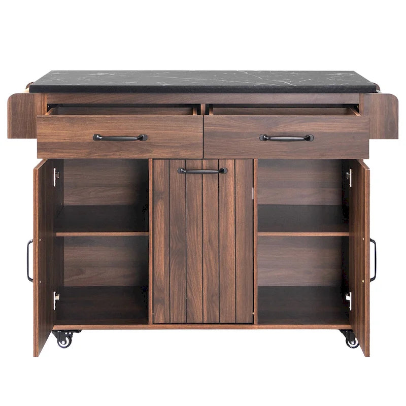 Kitchen Island with Trash Can Storage Cabinet