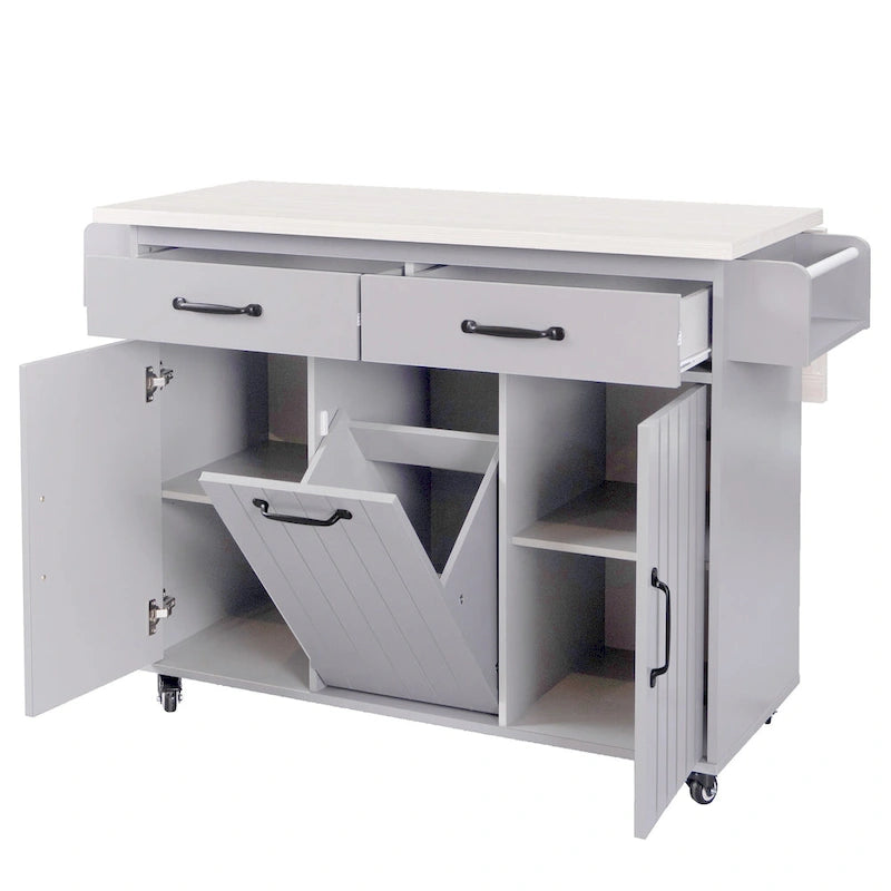 Kitchen Island with Trash Can Storage Cabinet