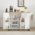 Kitchen Island Cart with Drop Leaf Countertop, Storage Cabinet, Drawer, Tower Rack and Wheels
