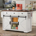 Kitchen Island with Power Outlet Sliding Barn Doors Drop Leaf Rolling Cart on Wheels