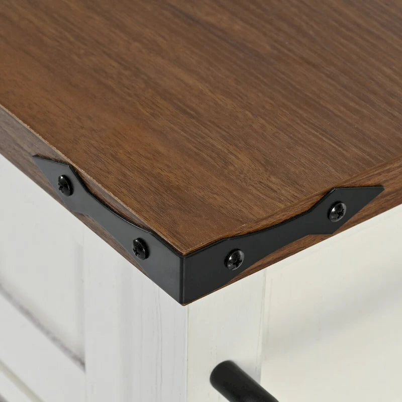 Kitchen Island with Power Outlet Sliding Barn Doors Drop Leaf Rolling Cart on Wheels