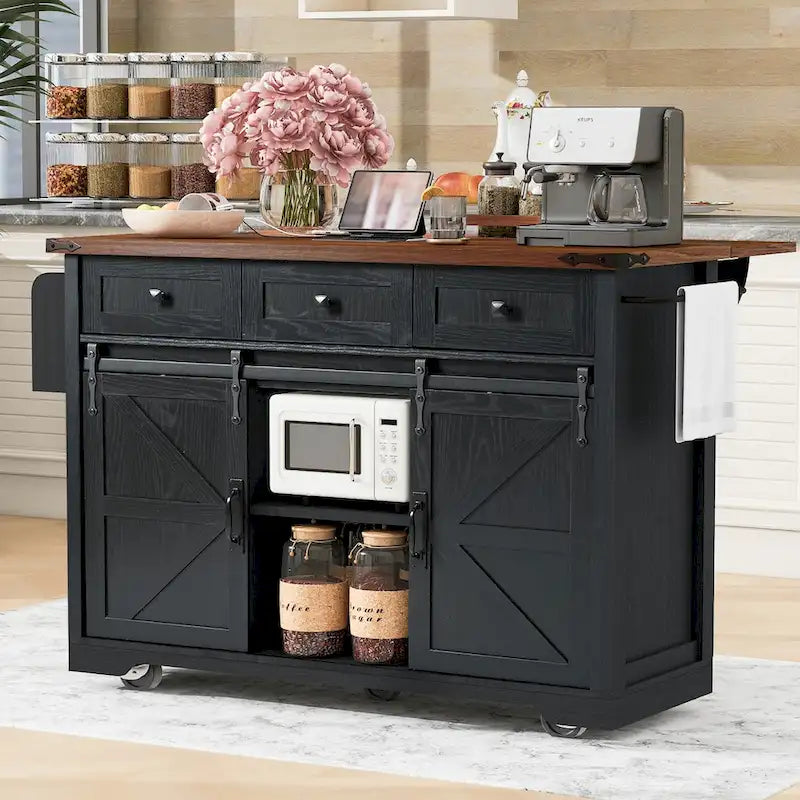 Farmhouse Kitchen Island with Power Outlet